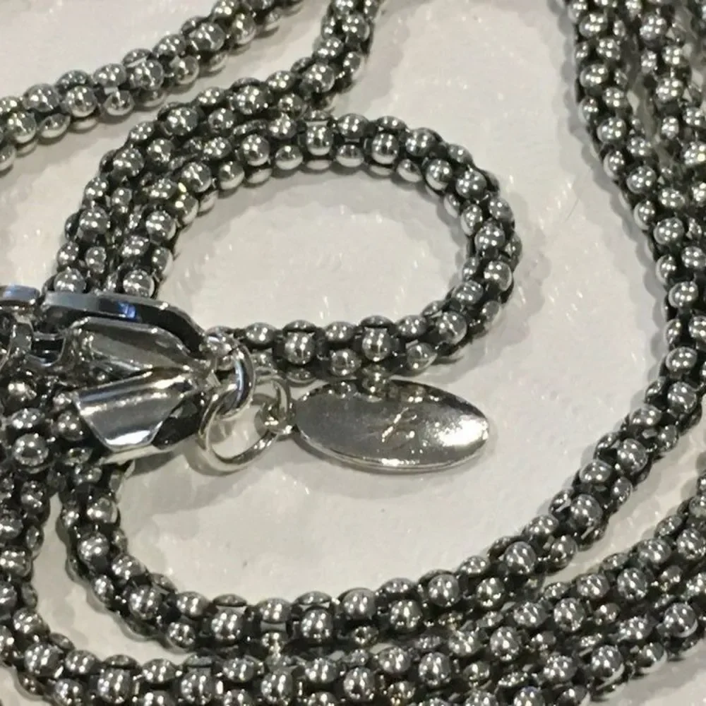 SAMUEL B Sterling Silver 925 Oxidized Popcorn Necklace 24 inches 3mm NWT - Picture 4 of 12